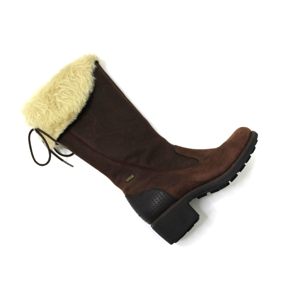 Merrell Brunette Boots Women's Size 6.5 Brown Faux Wool Fur Zip Winter Chunky